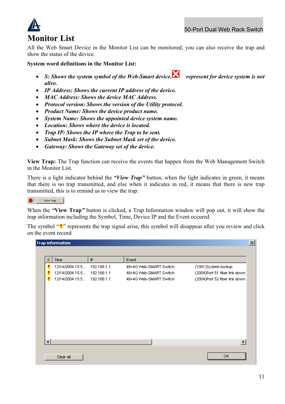Monitor list | Atlantis Land A02-F48-4G User Manual | Page 17 / 32