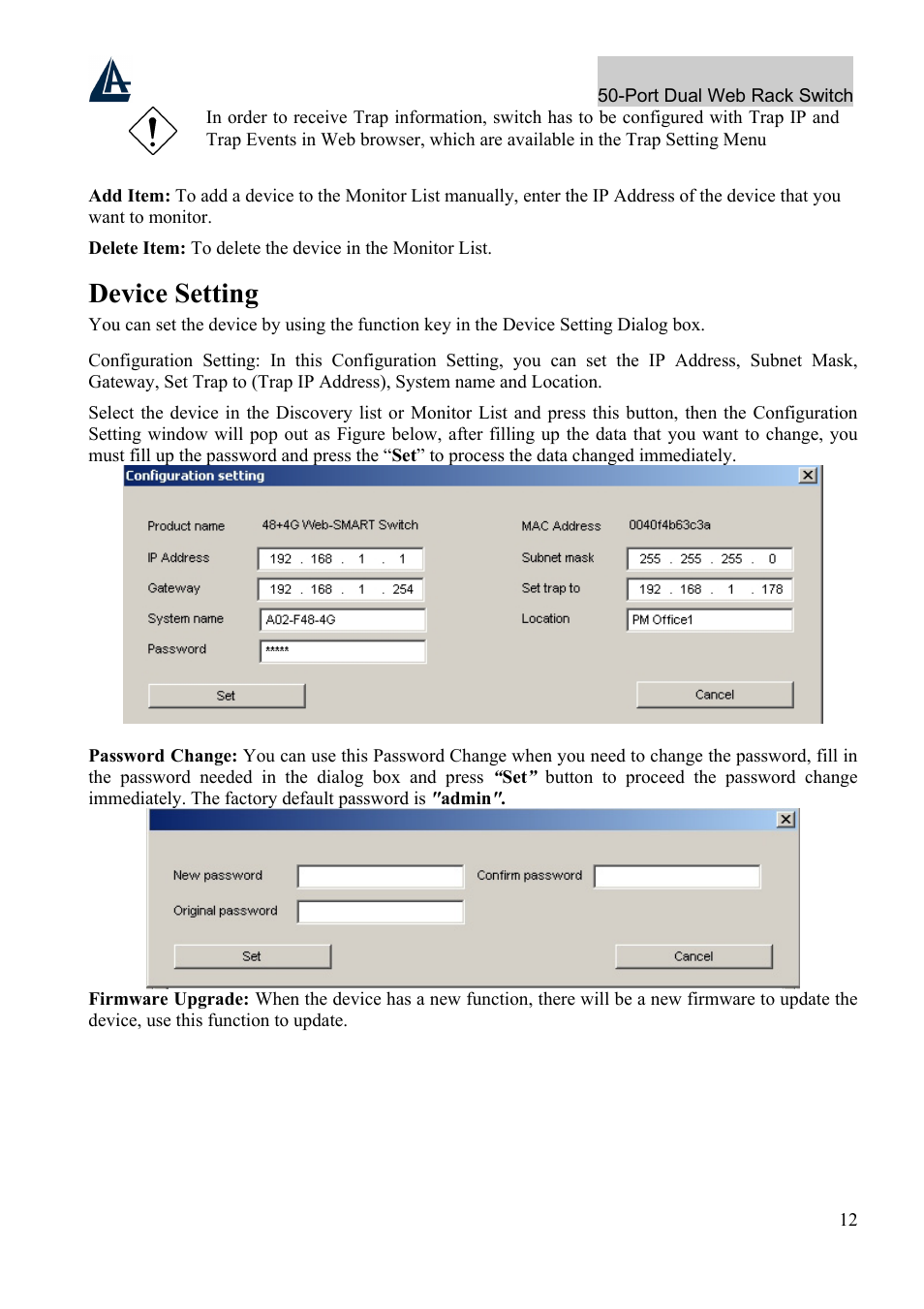 Device setting | Atlantis Land A02-F48-4G User Manual | Page 18 / 32