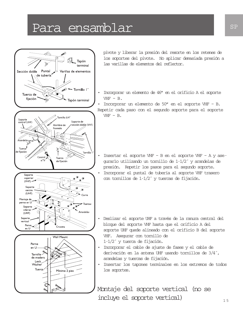 Para ensamblar | Philips SDV9011K-17 User Manual | Page 15 / 29