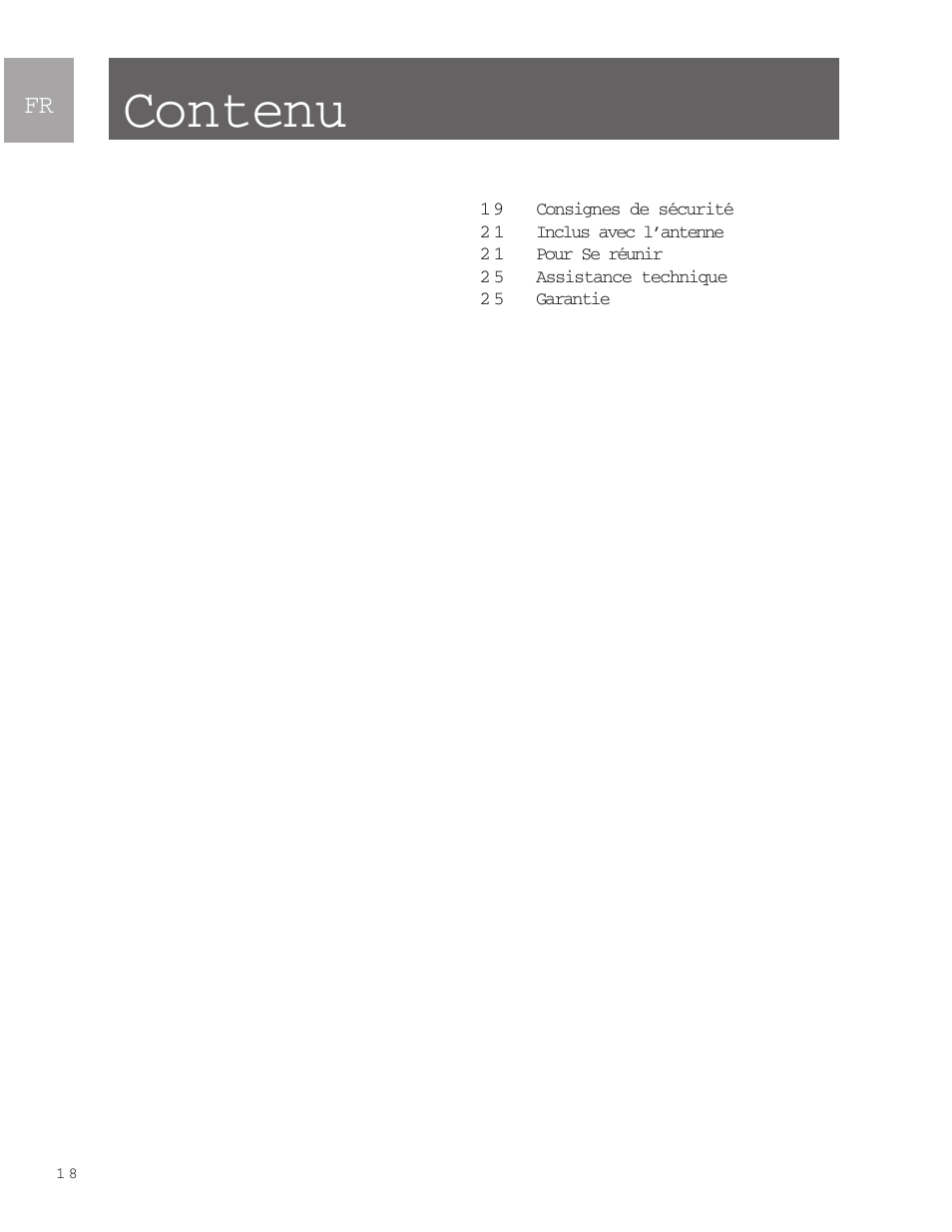 Contenu | Philips SDV9011K-17 User Manual | Page 18 / 29