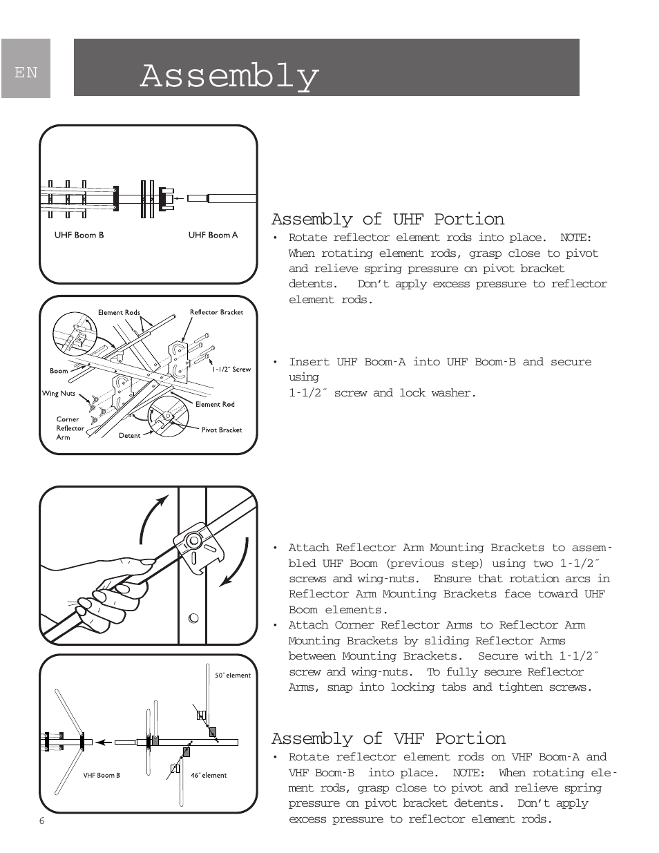 Assembly, Assembly of uhf portion, Assembly of vhf portion | Philips SDV9011K-17 User Manual | Page 6 / 29