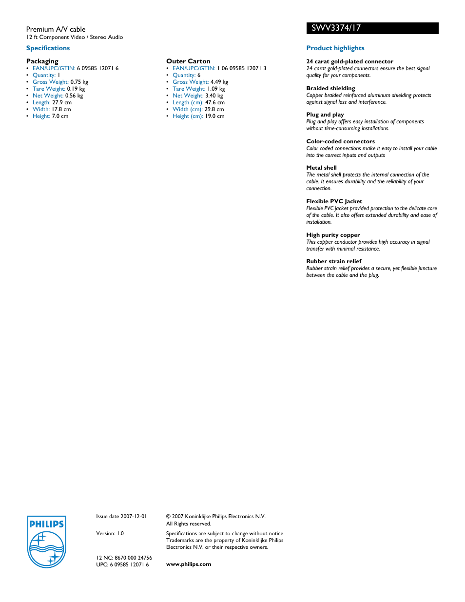 Philips SWV3374-17 User Manual | Page 2 / 2