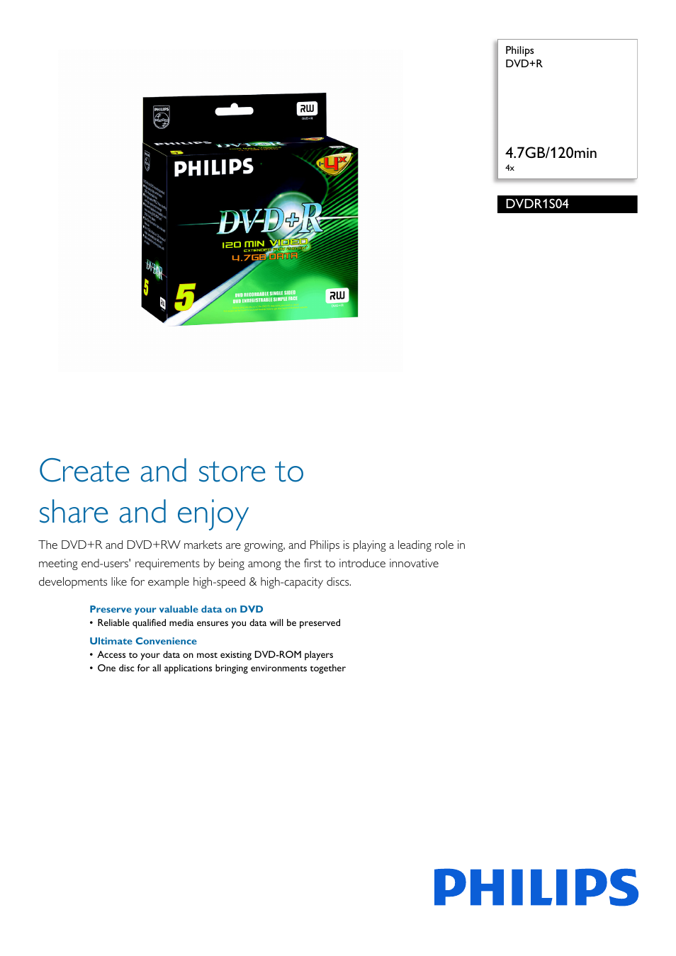 Philips DVDR1S04-621 User Manual | 2 pages