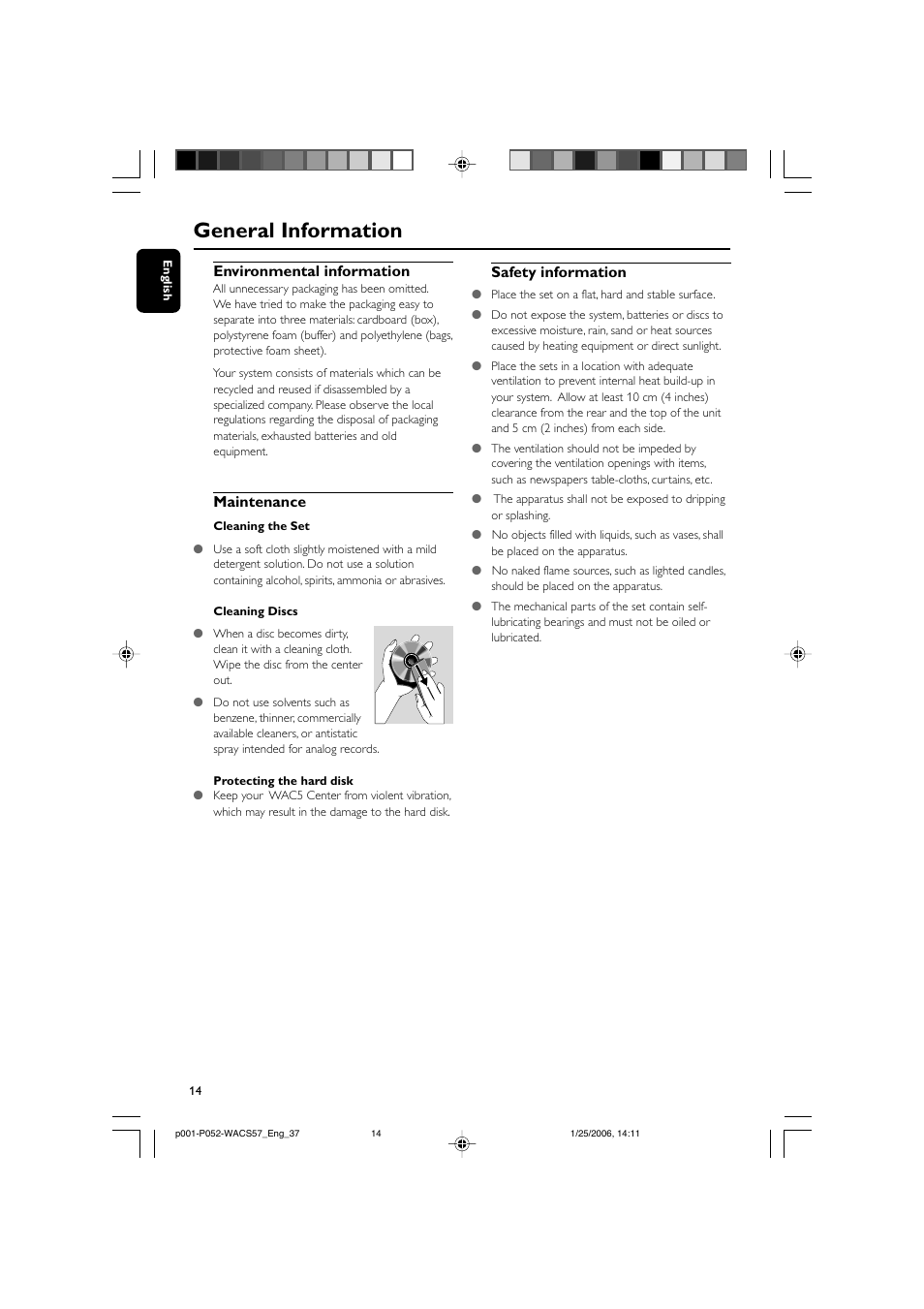 General information, Environmental information, Maintenance | Safety information | Philips Streamium Wireless Music Center&Station WACS57 Center+Station with Wireless streaming User Manual | Page 14 / 52