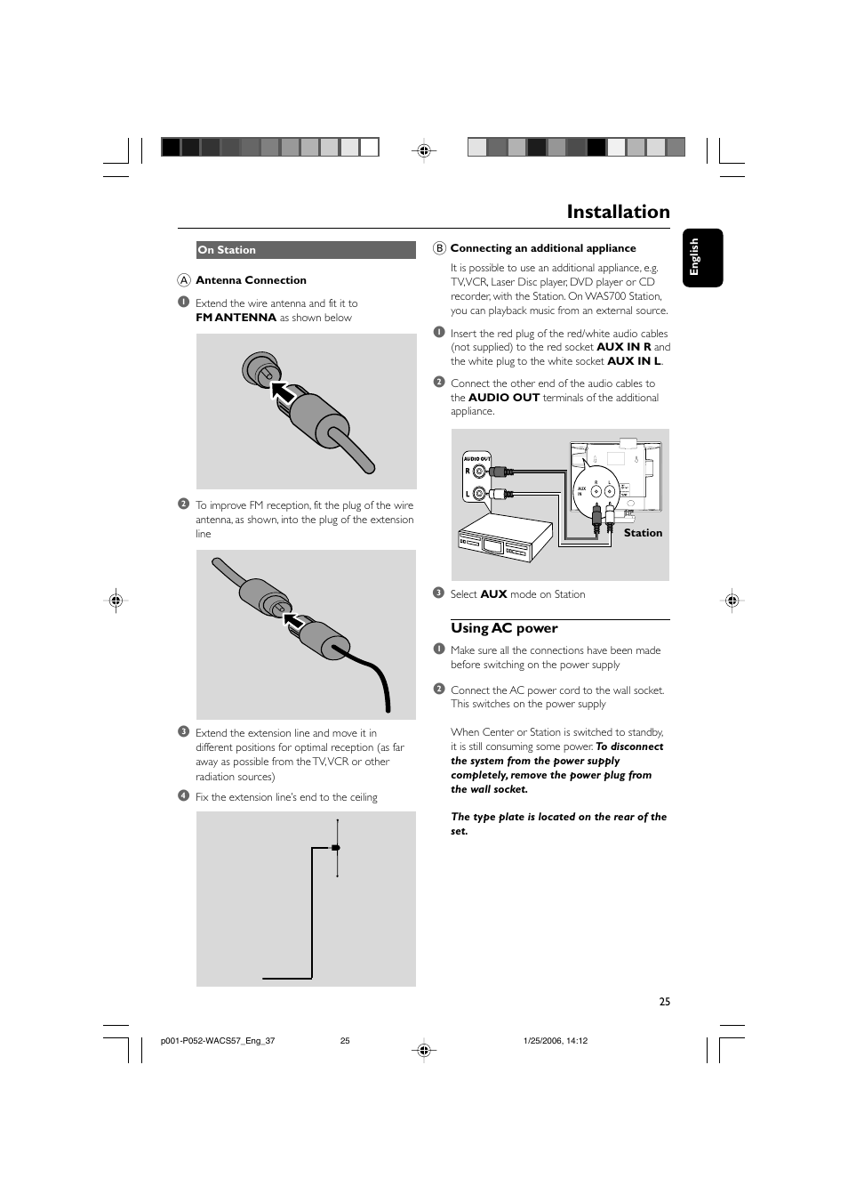 Installation | Philips Streamium Wireless Music Center&Station WACS57 Center+Station with Wireless streaming User Manual | Page 25 / 52