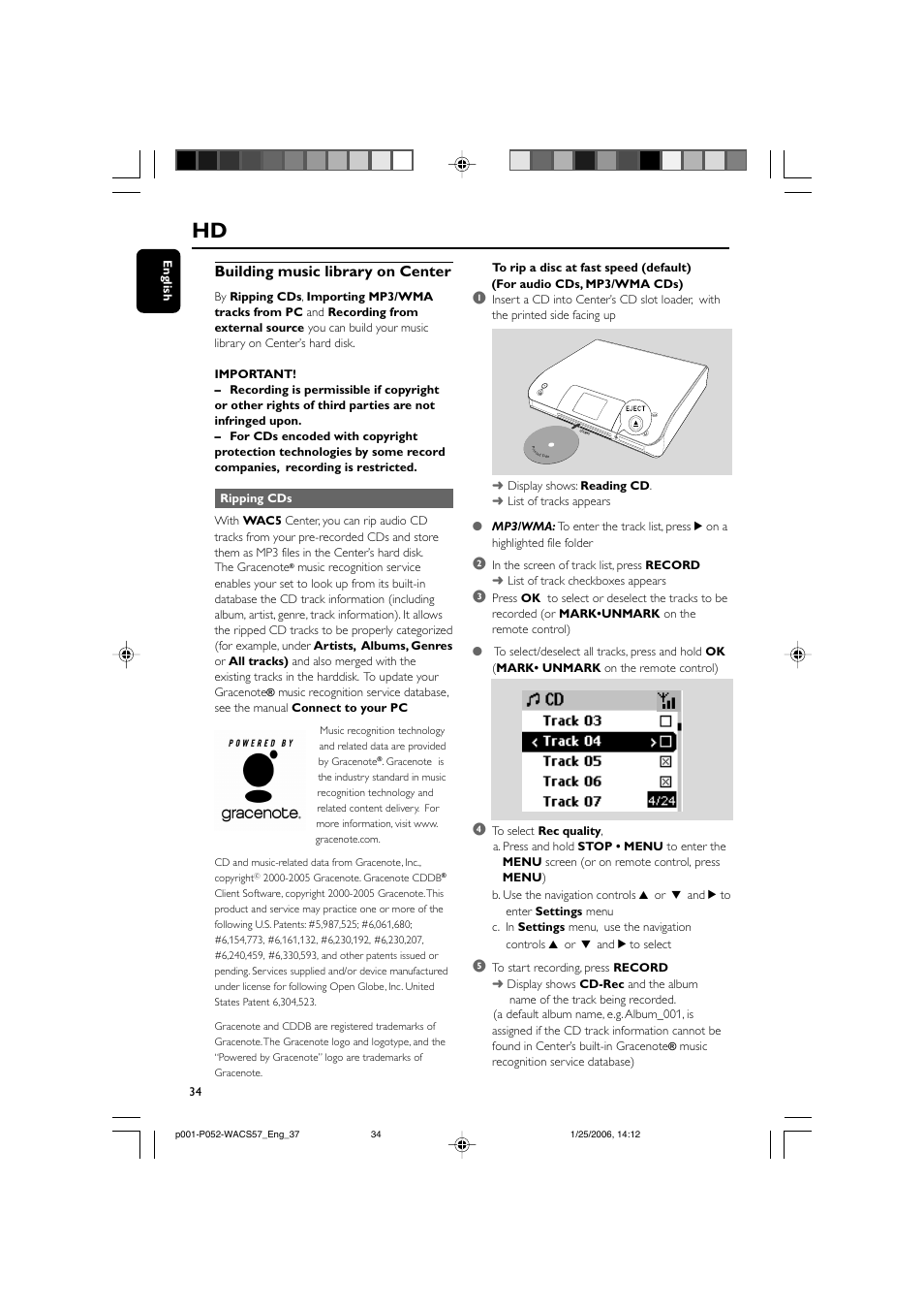 Building music library on center | Philips Streamium Wireless Music Center&Station WACS57 Center+Station with Wireless streaming User Manual | Page 34 / 52