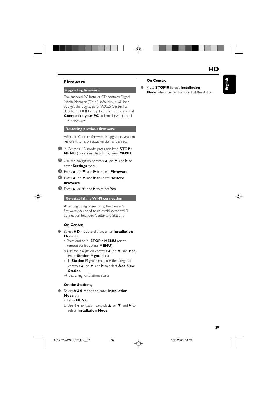 Firmware | Philips Streamium Wireless Music Center&Station WACS57 Center+Station with Wireless streaming User Manual | Page 39 / 52