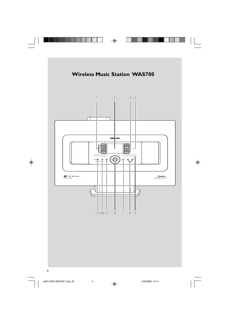 Wireless music station was700 | Philips Streamium Wireless Music Center&Station WACS57 Center+Station with Wireless streaming User Manual | Page 4 / 52