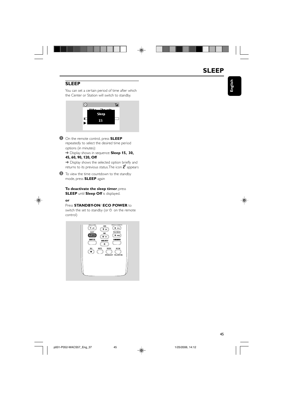 Sleep | Philips Streamium Wireless Music Center&Station WACS57 Center+Station with Wireless streaming User Manual | Page 45 / 52