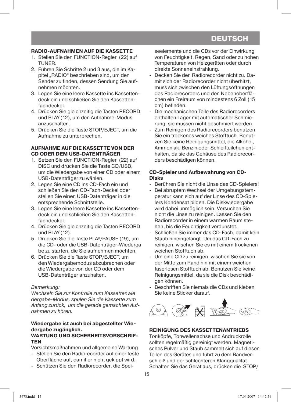 Deutsch | Vitek VT-3478 BK User Manual | Page 15 / 40