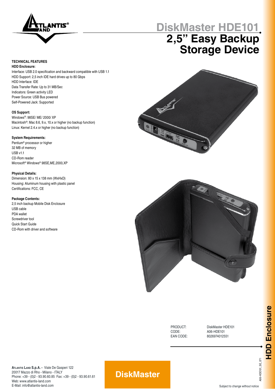 Diskmaster, Hdd enclosure | Atlantis Land A06-HDE101 User Manual | Page 2 / 2