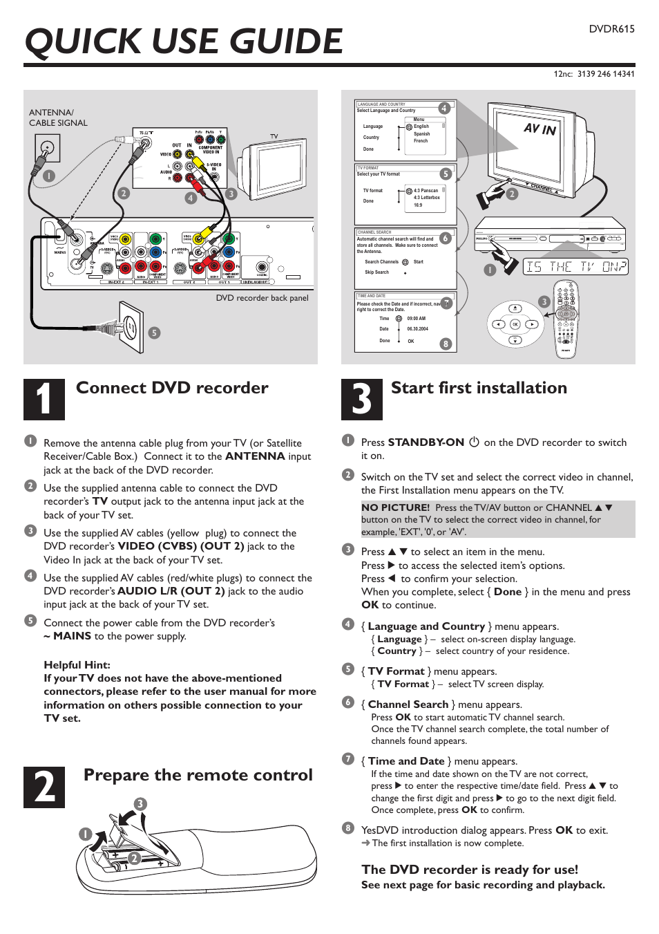 Philips DVDR615-37 User Manual | 6 pages