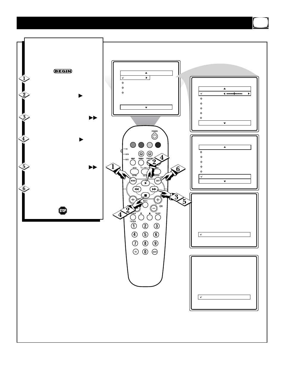 Ow to, Se the, Ontrast | Lack, Tretch, Ontrol | Philips 32PS61S User Manual | Page 7 / 48