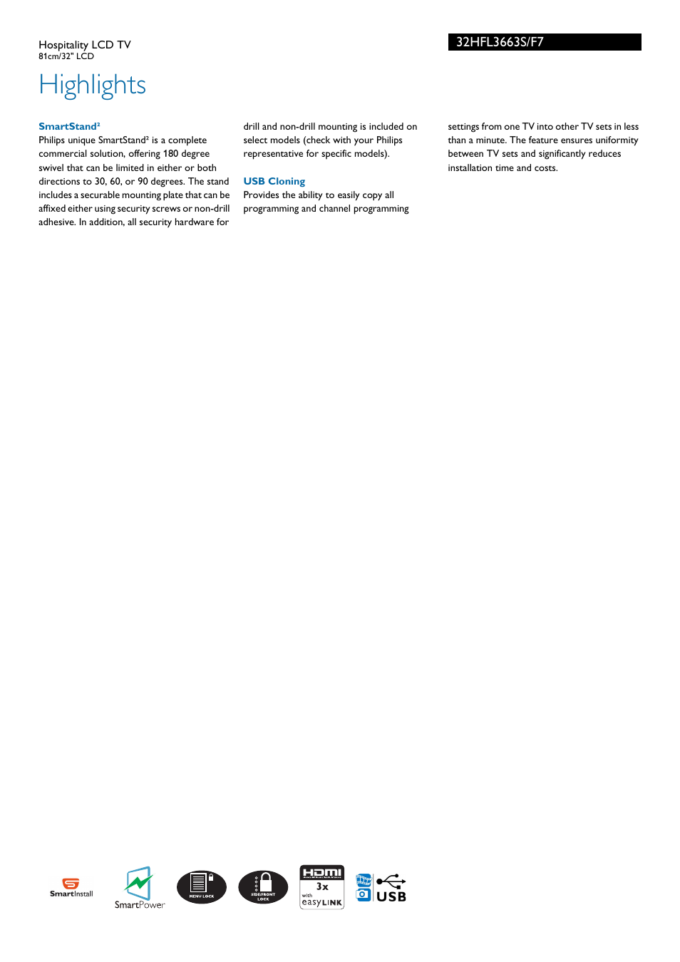 Highlights | Philips 32HFL3663S-F7 User Manual | Page 2 / 3