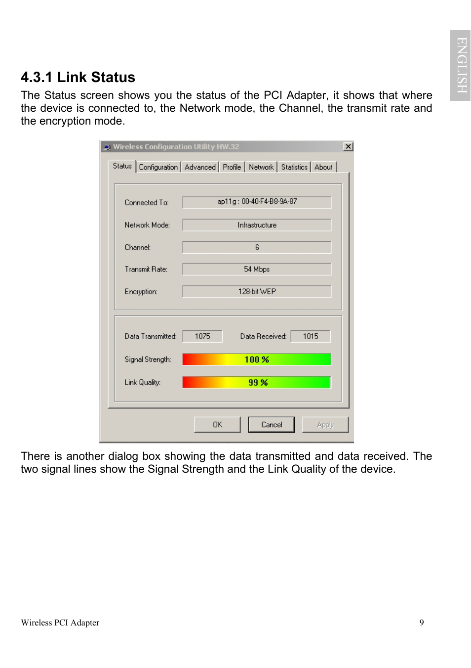 1 link status | Atlantis Land A02-PCI-W54 User Manual | Page 16 / 72