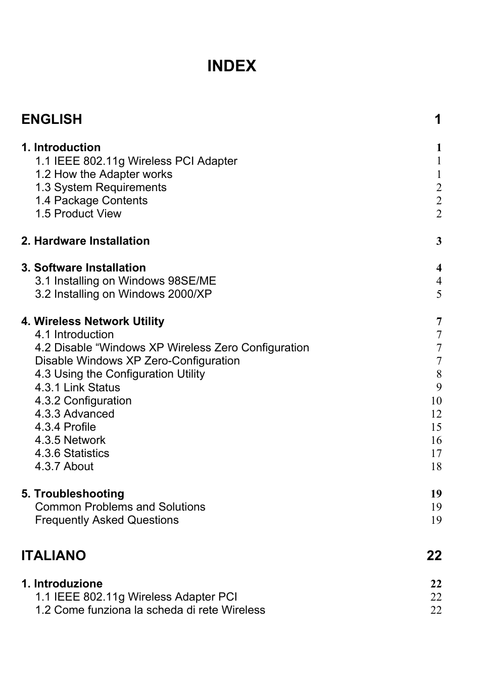 Index | Atlantis Land A02-PCI-W54 User Manual | Page 5 / 72