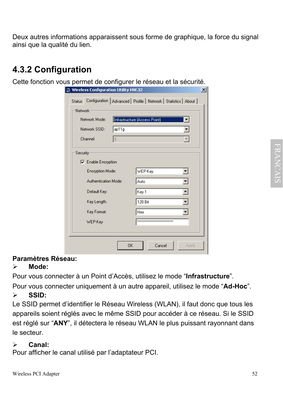 2 configuration, Franc a is | Atlantis Land A02-PCI-W54 User Manual | Page 59 / 72