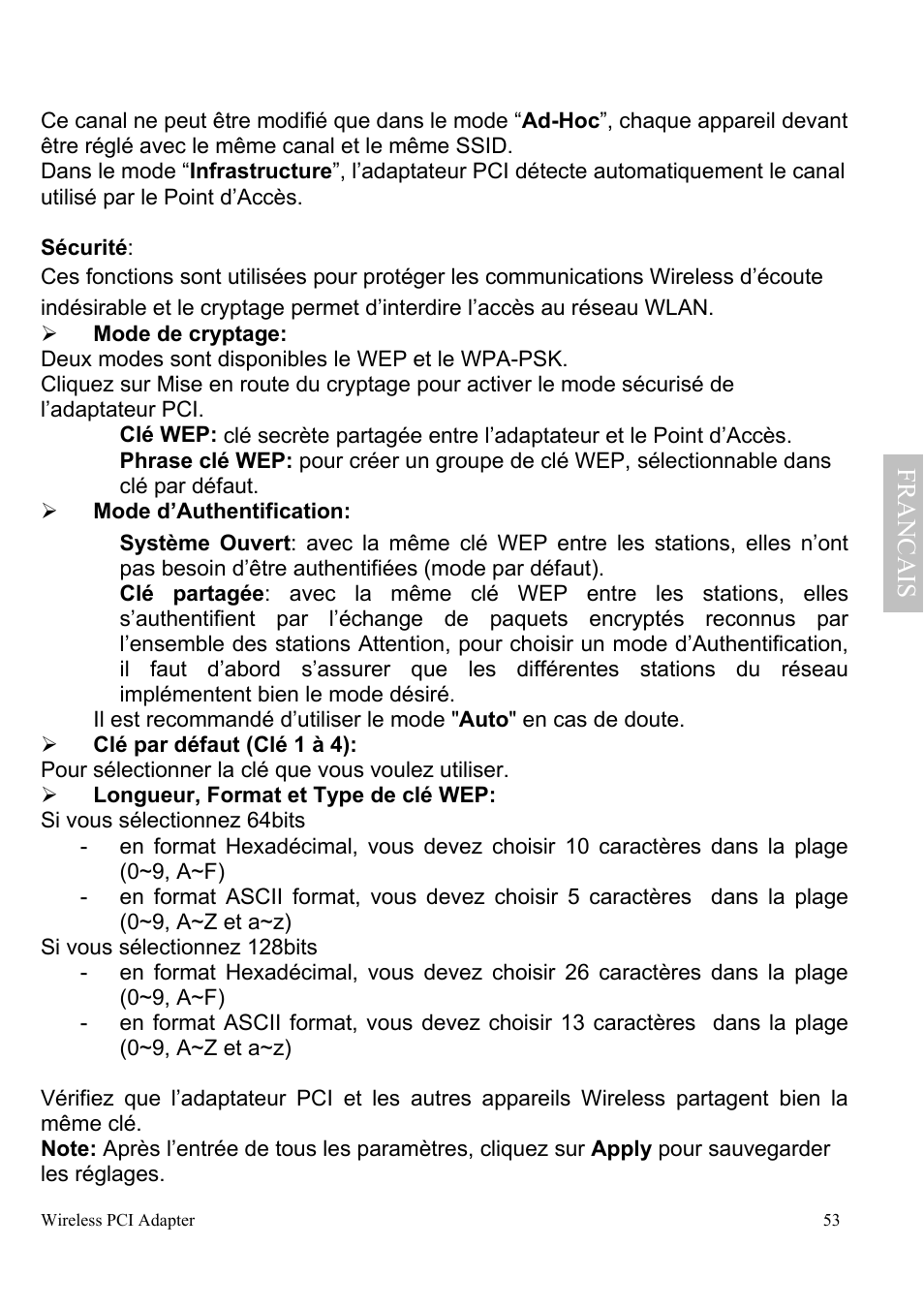 Franc a is | Atlantis Land A02-PCI-W54 User Manual | Page 60 / 72