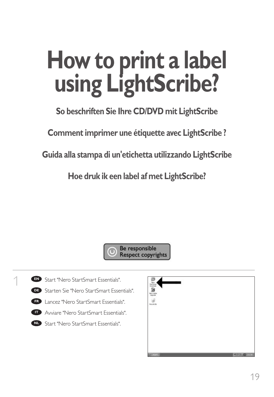 How to print a label using lightscribe | Philips SPD6006BD-17 User Manual | Page 19 / 130