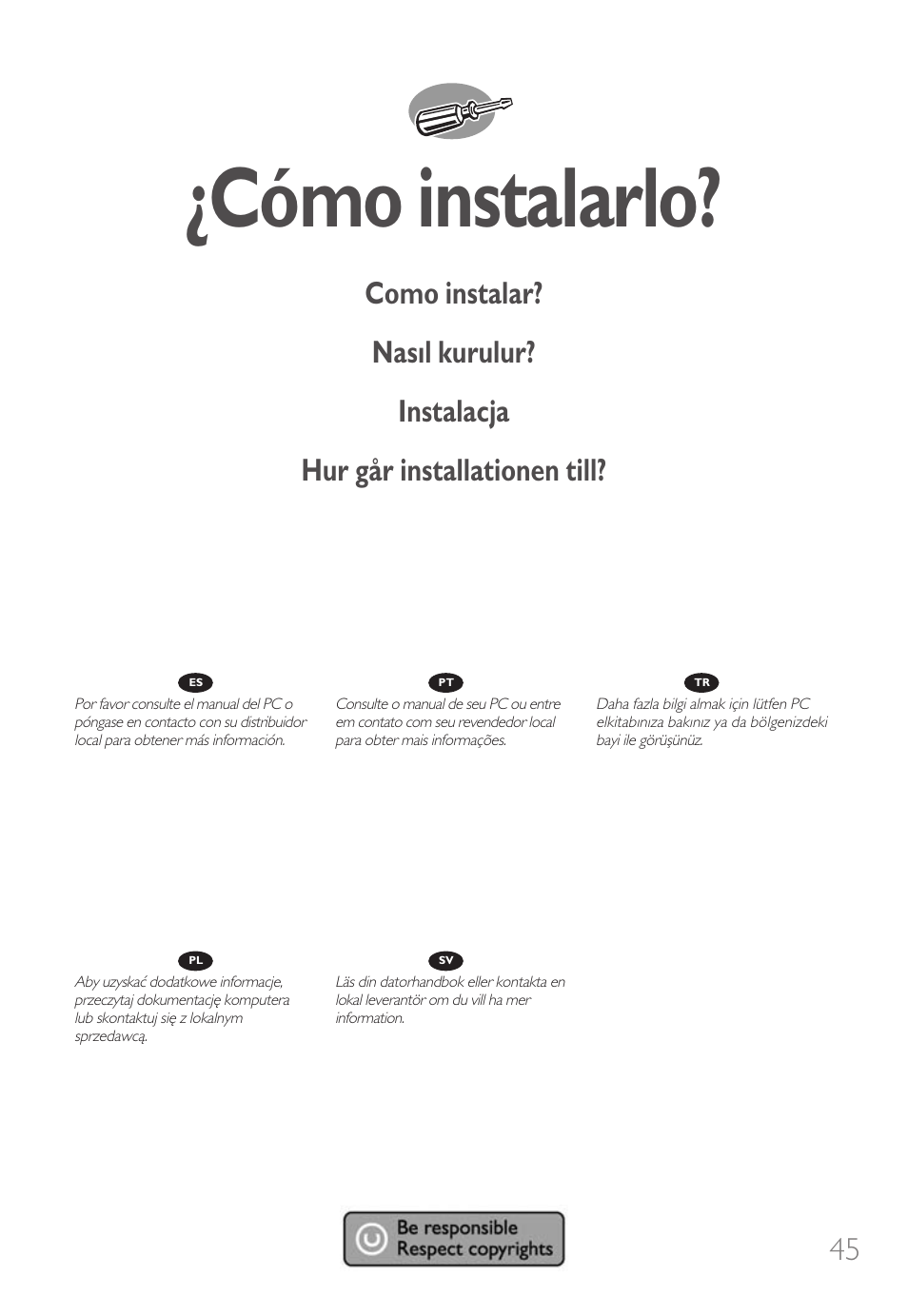 Cómo instalarlo | Philips SPD6006BD-17 User Manual | Page 45 / 130