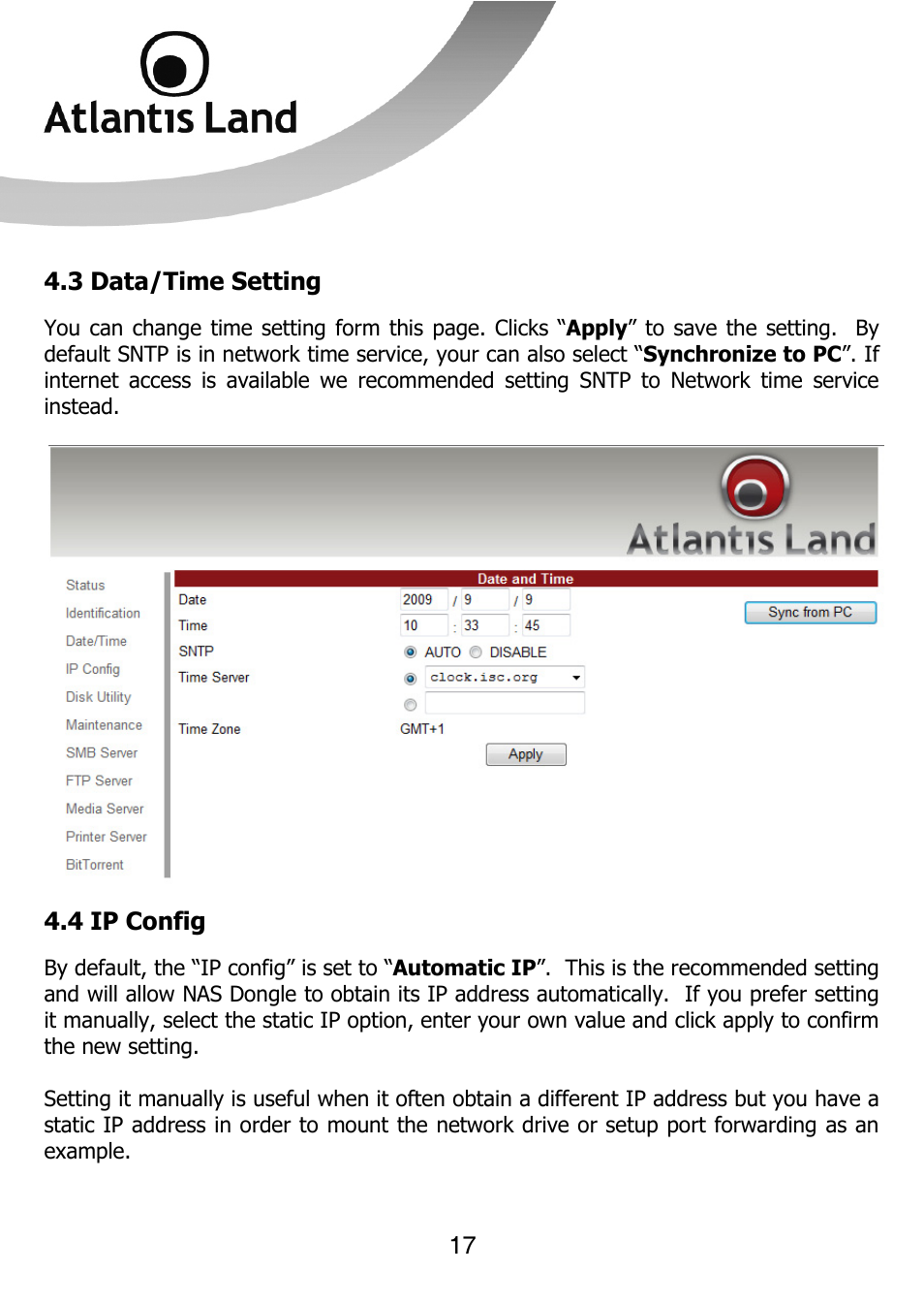 Atlantis Land DISKMASTER NASF101 User Manual | Page 17 / 41