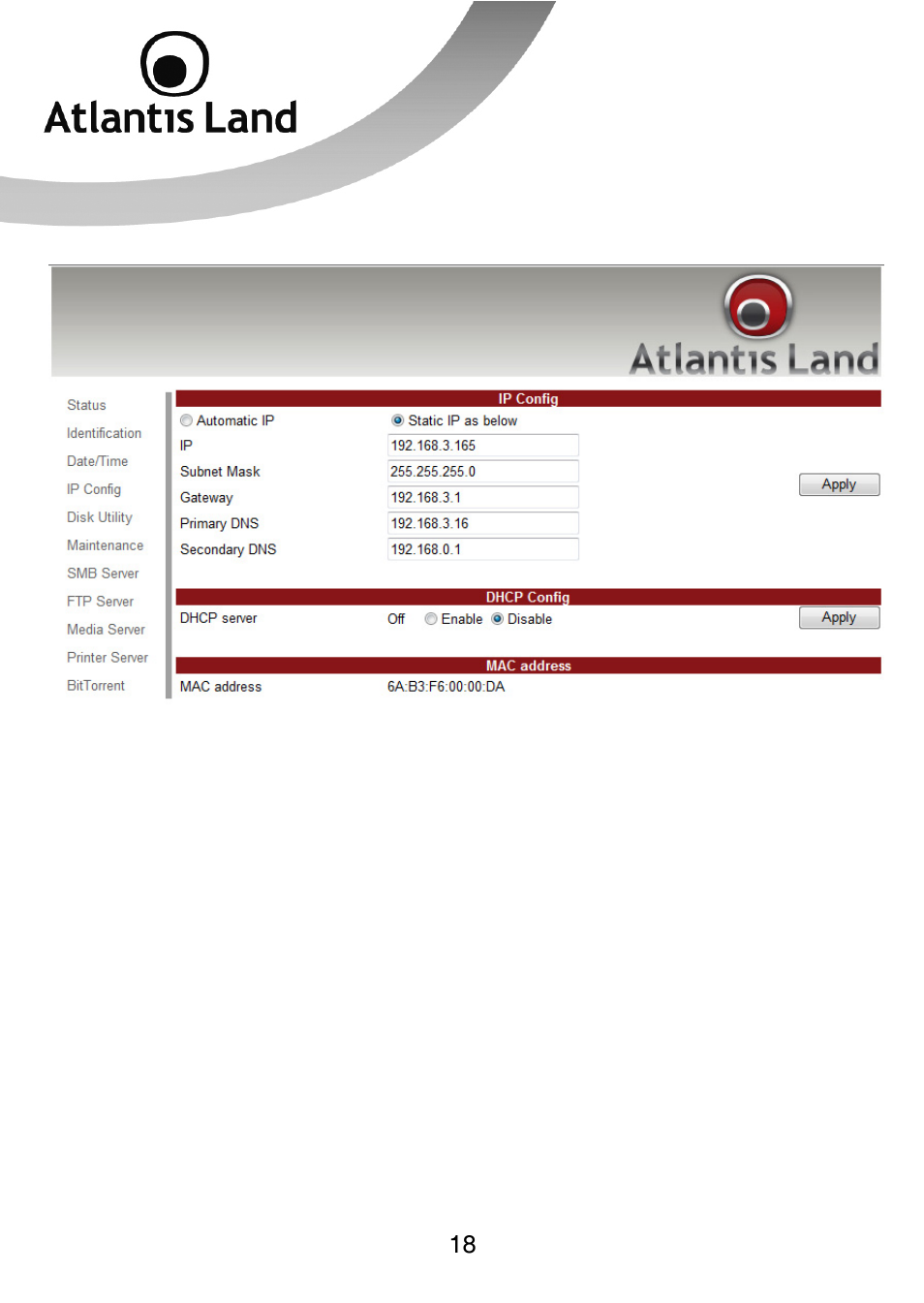 Atlantis Land DISKMASTER NASF101 User Manual | Page 18 / 41
