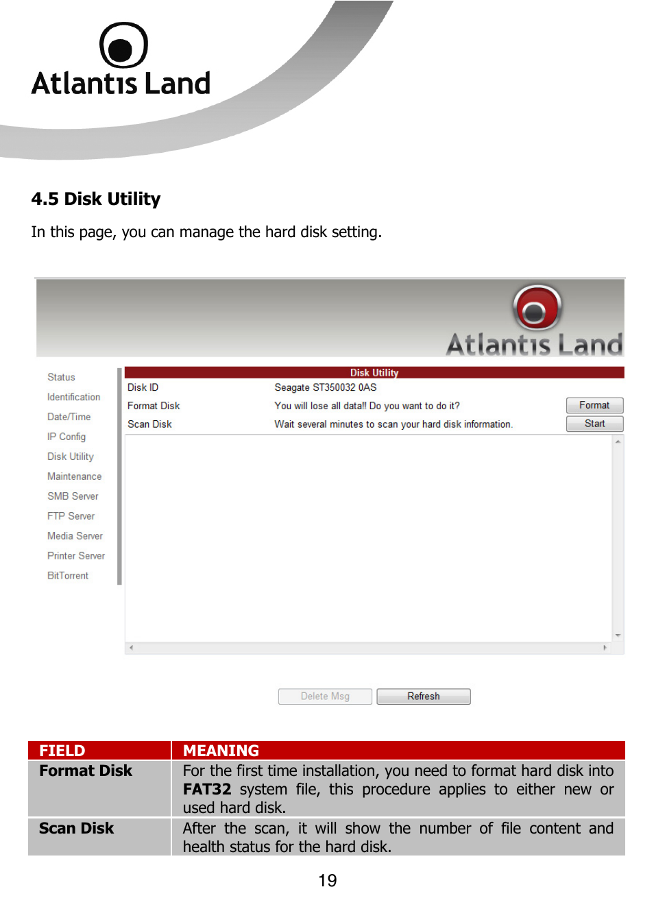 Atlantis Land DISKMASTER NASF101 User Manual | Page 19 / 41