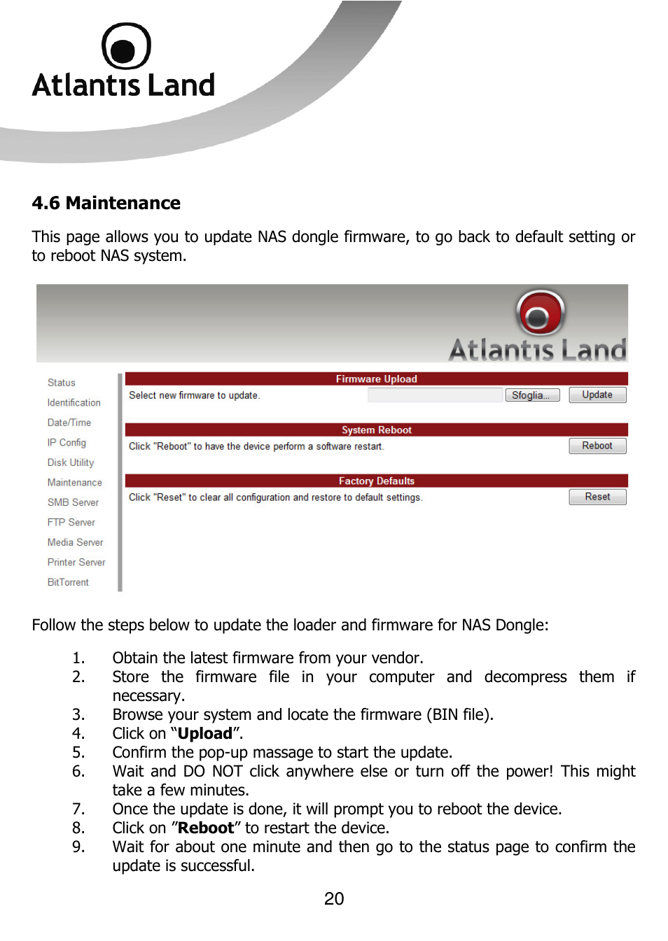 Atlantis Land DISKMASTER NASF101 User Manual | Page 20 / 41