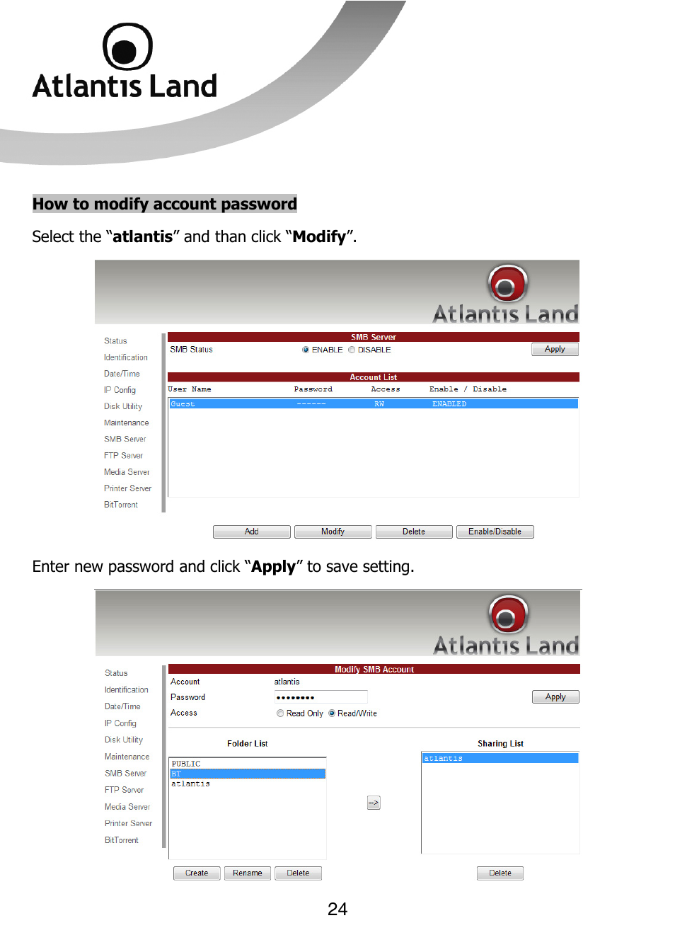 Atlantis Land DISKMASTER NASF101 User Manual | Page 24 / 41
