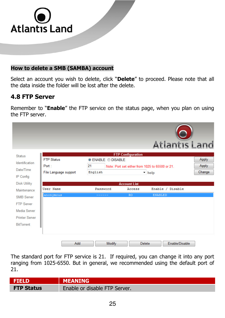 Atlantis Land DISKMASTER NASF101 User Manual | Page 25 / 41