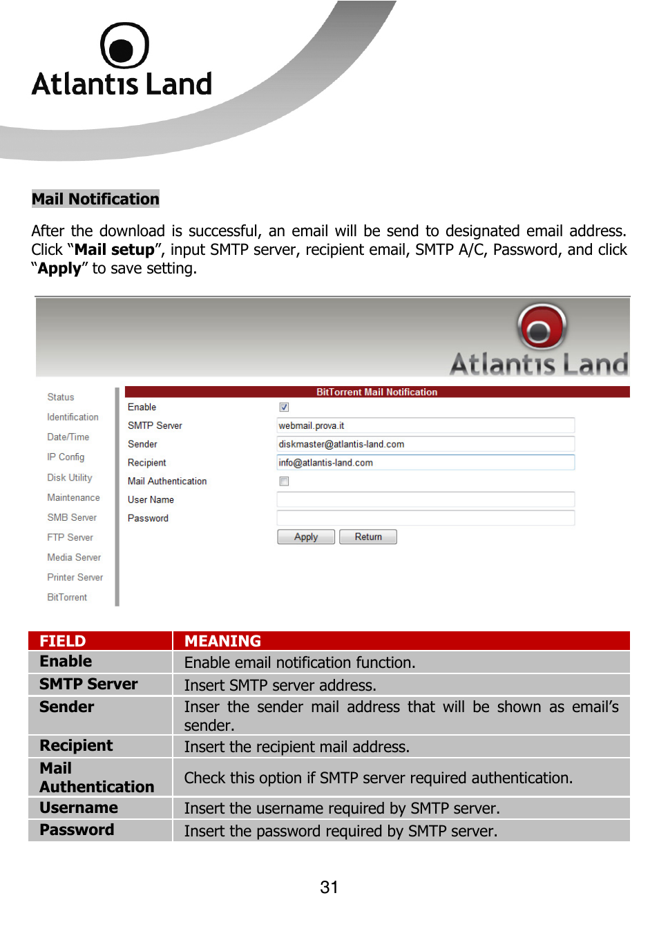 Atlantis Land DISKMASTER NASF101 User Manual | Page 31 / 41