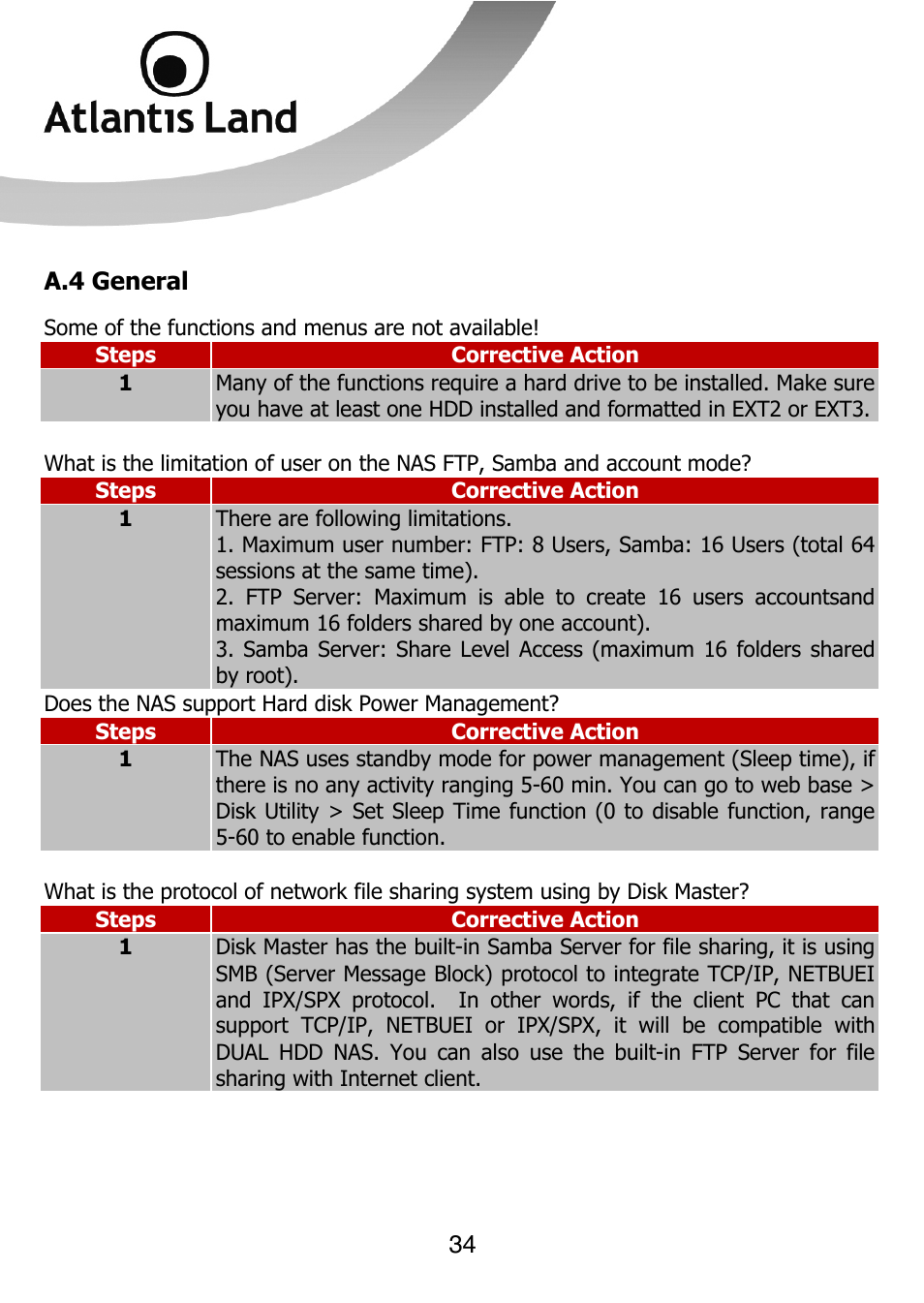 Atlantis Land DISKMASTER NASF101 User Manual | Page 34 / 41