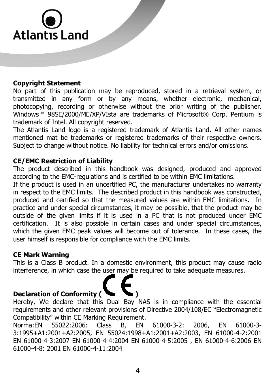 Atlantis Land DISKMASTER NASF101 User Manual | Page 4 / 41