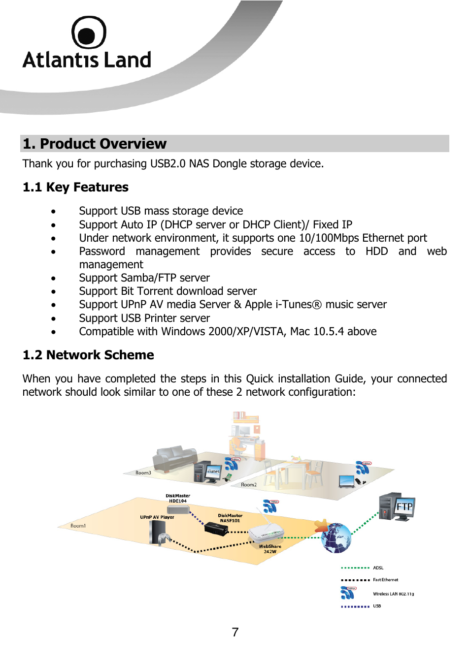 Product overview | Atlantis Land DISKMASTER NASF101 User Manual | Page 7 / 41