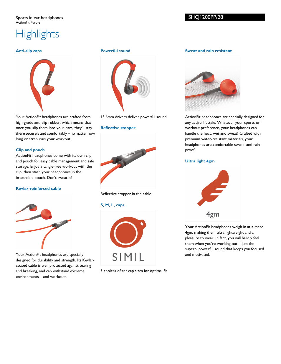 Highlights | Philips SHQ1200PP-28 User Manual | Page 2 / 3