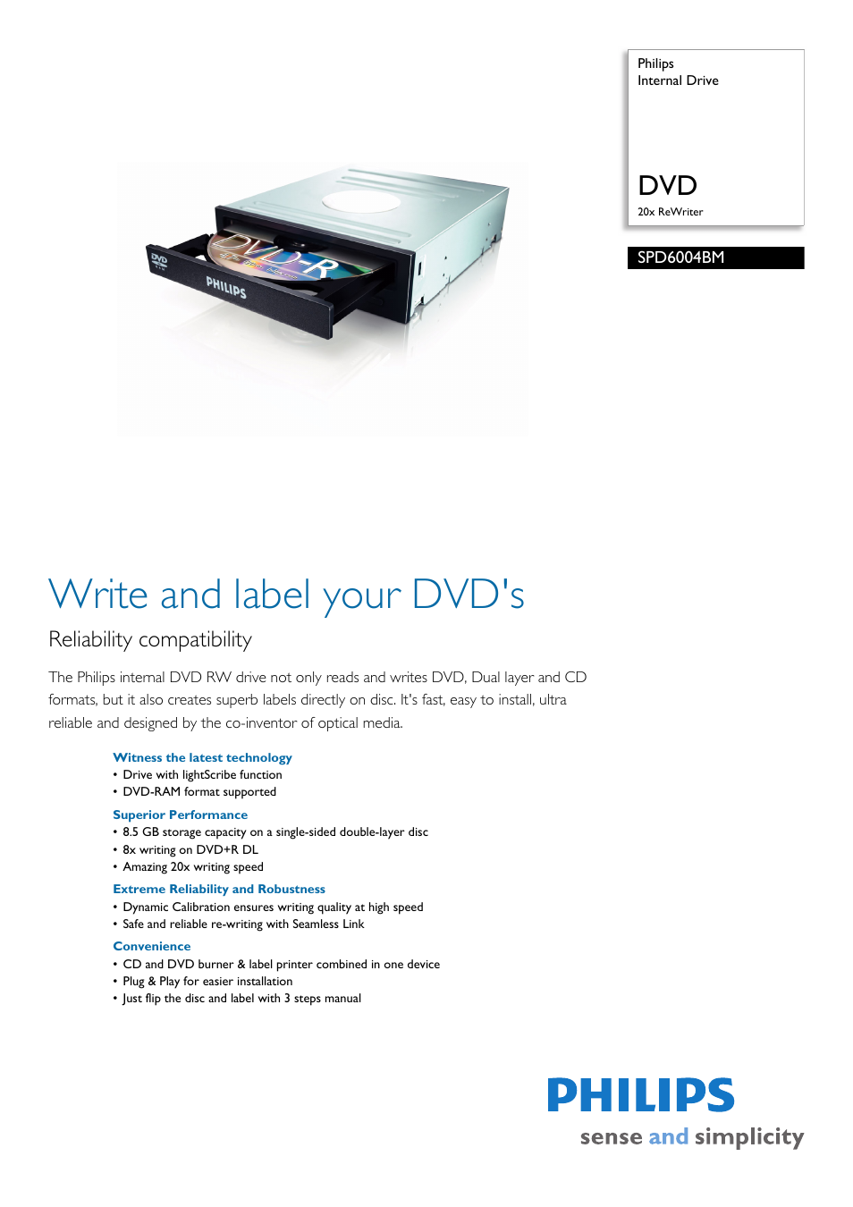 Philips SPD6004BM-17 User Manual | 2 pages