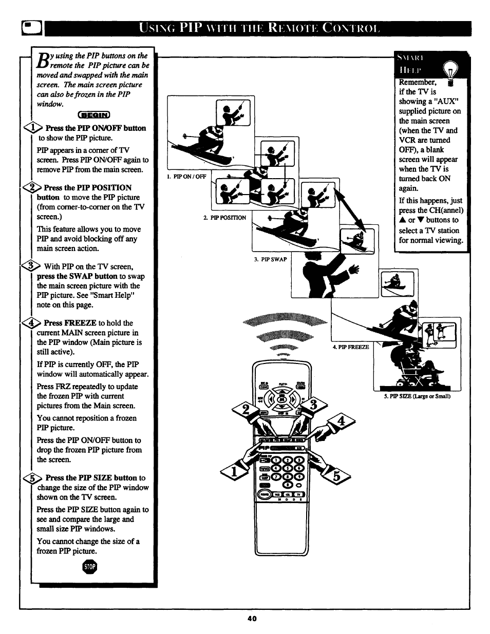 Usin(; pip with thk r | Philips MX3290B User Manual | Page 40 / 48