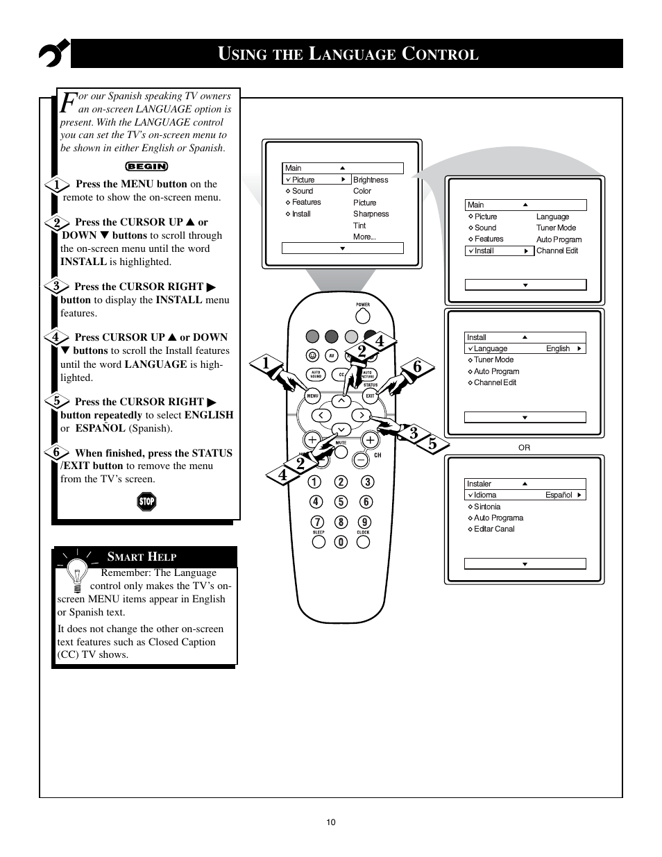 Sing the, Anguage, Ontrol | Philips 25PS40S99 User Manual | Page 10 / 40