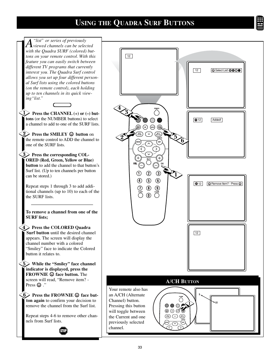 Sing the, Uadra, Uttons 4 | Philips 25PS40S99 User Manual | Page 33 / 40