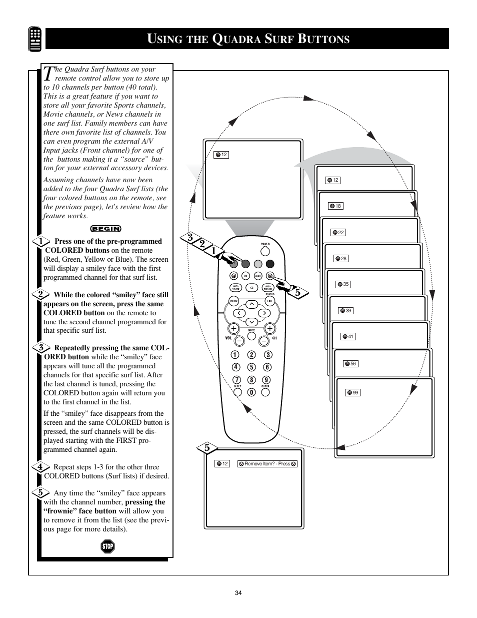 Sing the, Uadra, Uttons | Philips 25PS40S99 User Manual | Page 34 / 40