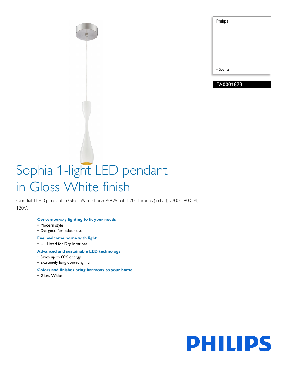 Philips FA0001873 User Manual | 2 pages