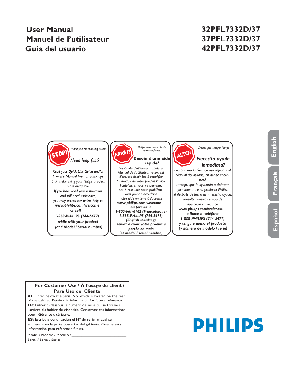 Philips 37PFL7332D-37 User Manual | 120 pages