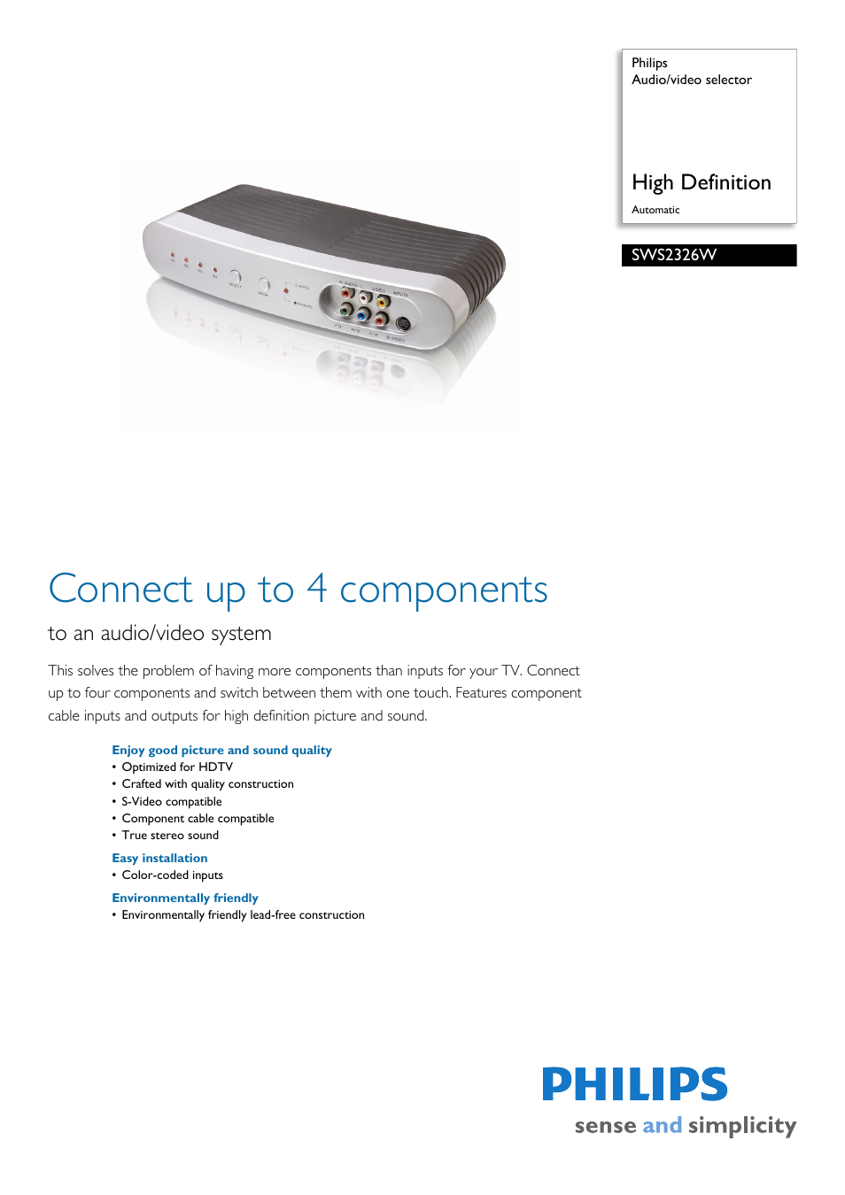 Philips SWS2326W-17 User Manual | 2 pages