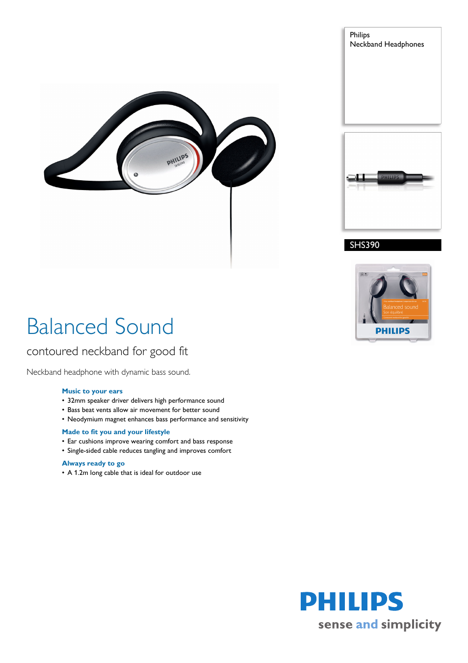 Philips SHS390-28 User Manual | 2 pages