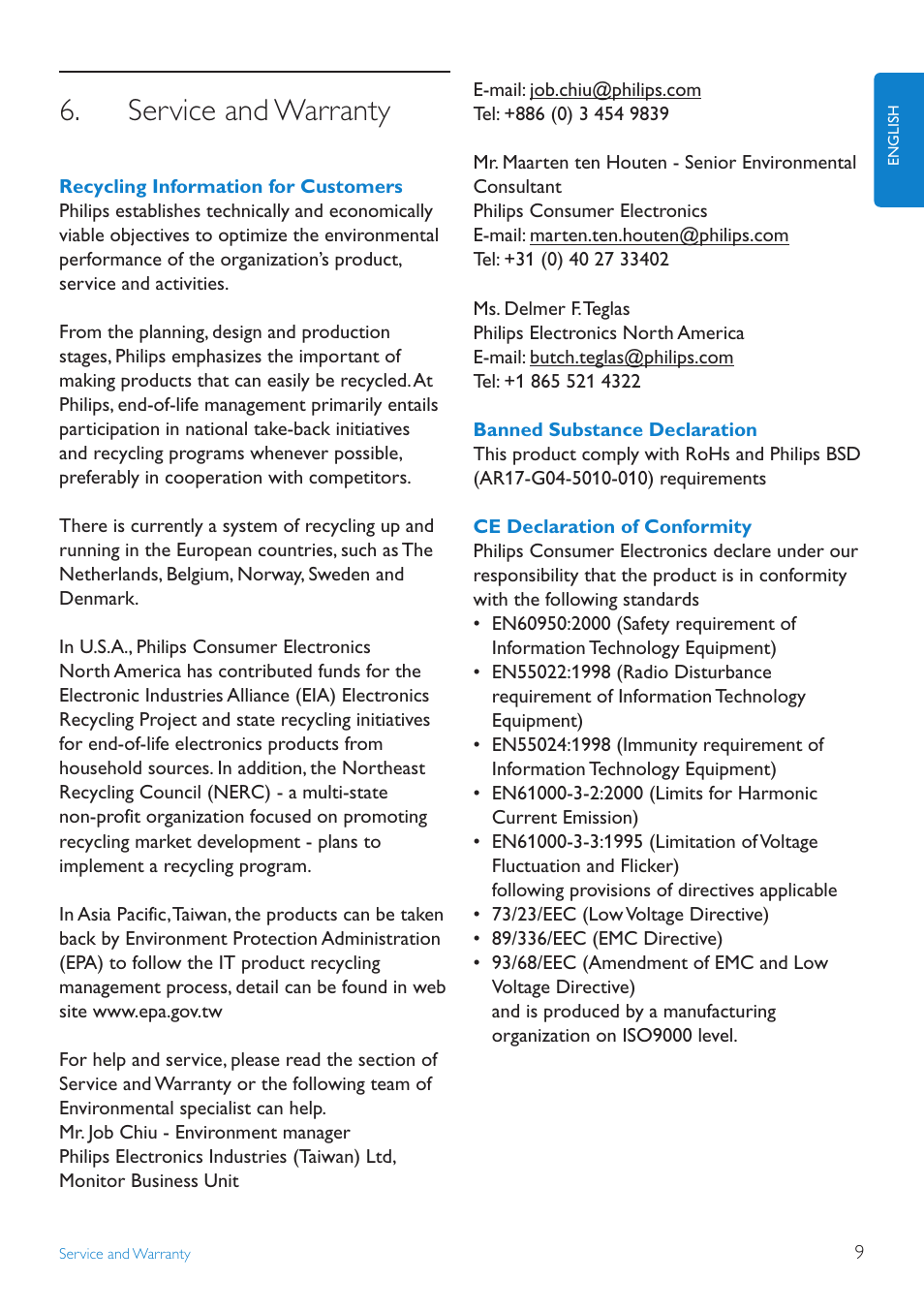 Service and warranty | Philips 7FF2FPA-27E User Manual | Page 11 / 16