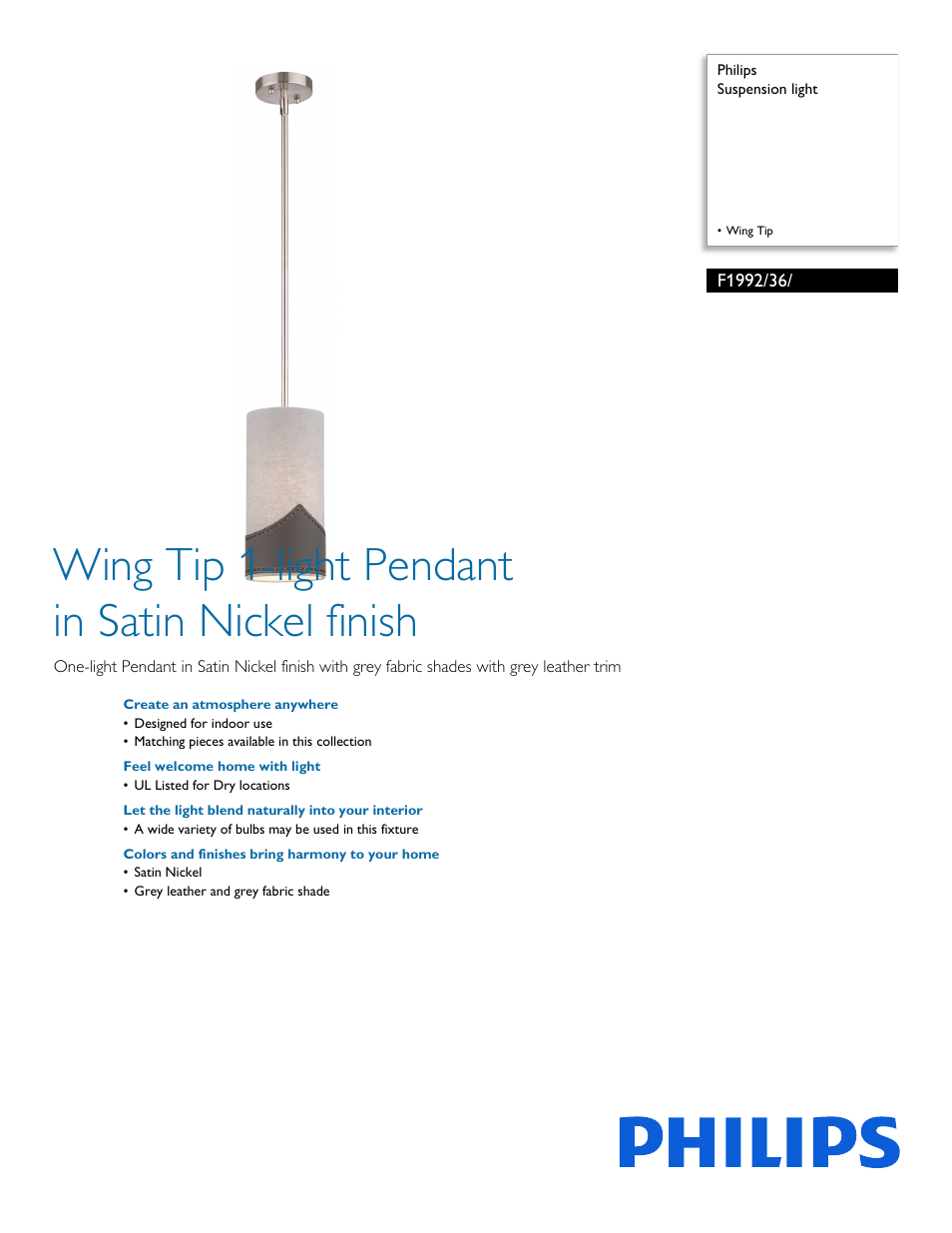 Philips F199236 User Manual | 2 pages