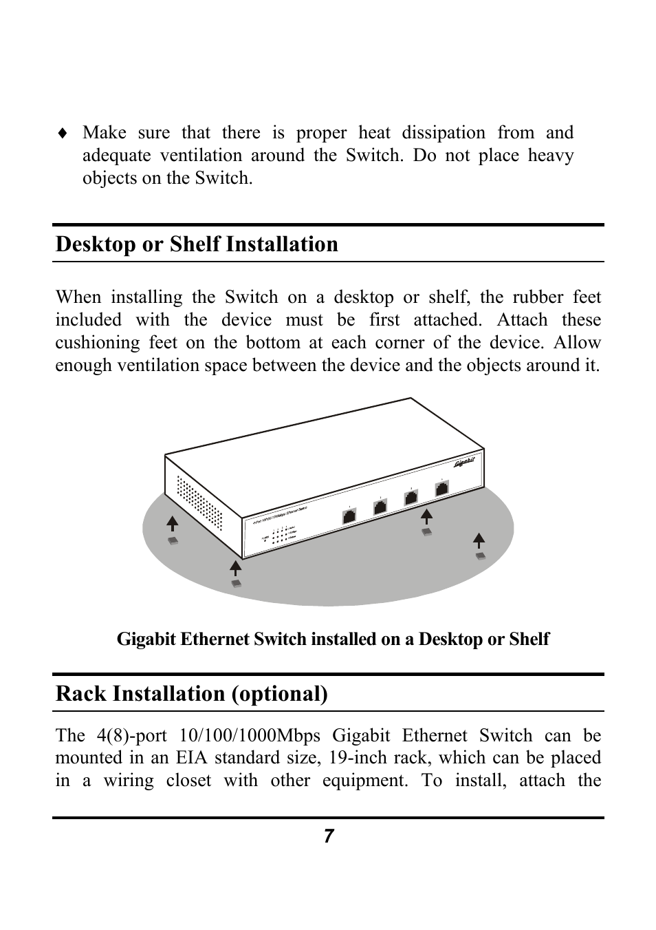 Desktop or shelf installation, Rack installation (optional) | Atlantis Land A02-G4(8)/M2 User Manual | Page 10 / 17