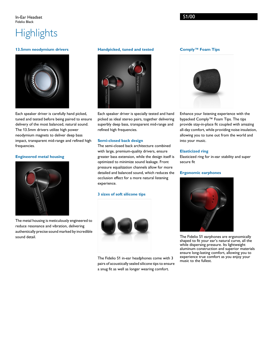 Highlights | Philips S1-00 User Manual | Page 2 / 3