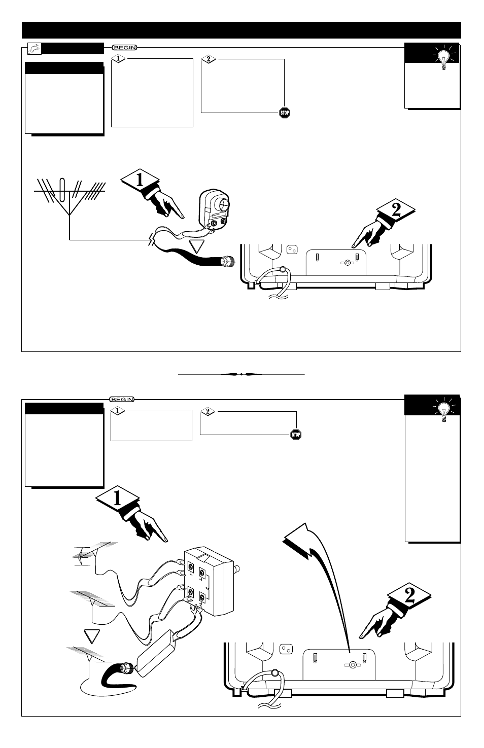 Tv (a, Ooking, Ntenna | Able, Onnections | Philips PR1913X User Manual | Page 2 / 8