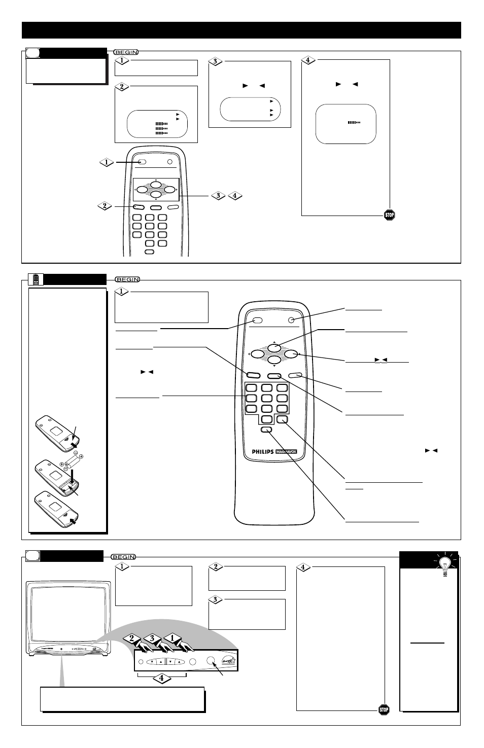 Etting, P and, Sing | Power channel menu volume earphone | Philips PR1913X User Manual | Page 4 / 8